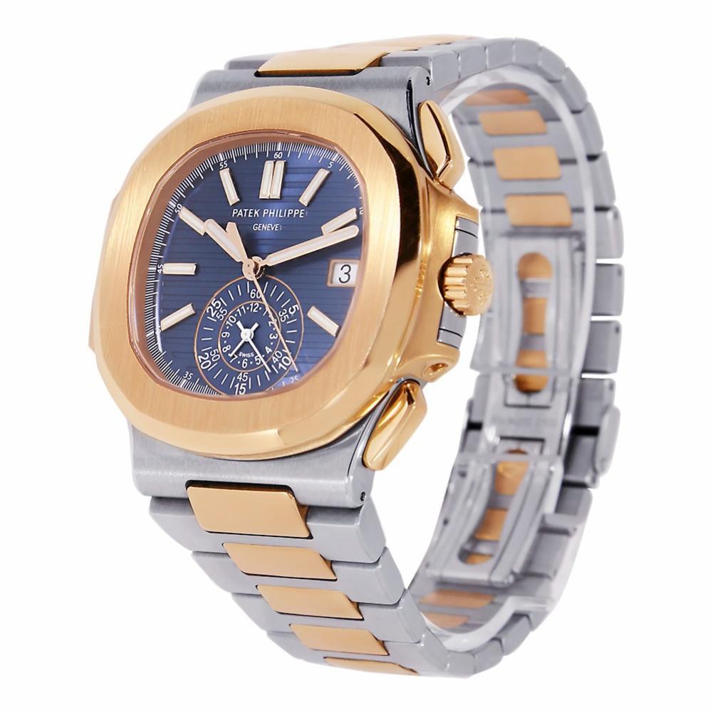 NEW Patek Philippe Nautilus Stainless Steel & Gold Watch Blue Dial 5980/1AR-001 In Excellent Condition In Miami, FL