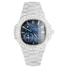 Patek Philippe Nautilus Stainless Steel Watch 5712 Custom Diamond Set 23 Carats