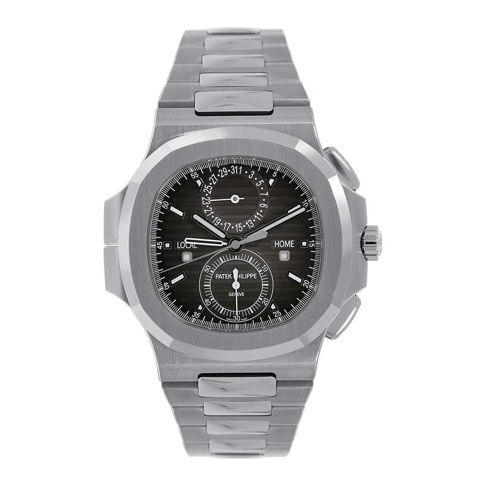 Patek Philippe Nautilus Travel Time Chronograph Steel Watch 5990/1A-001 For Sale