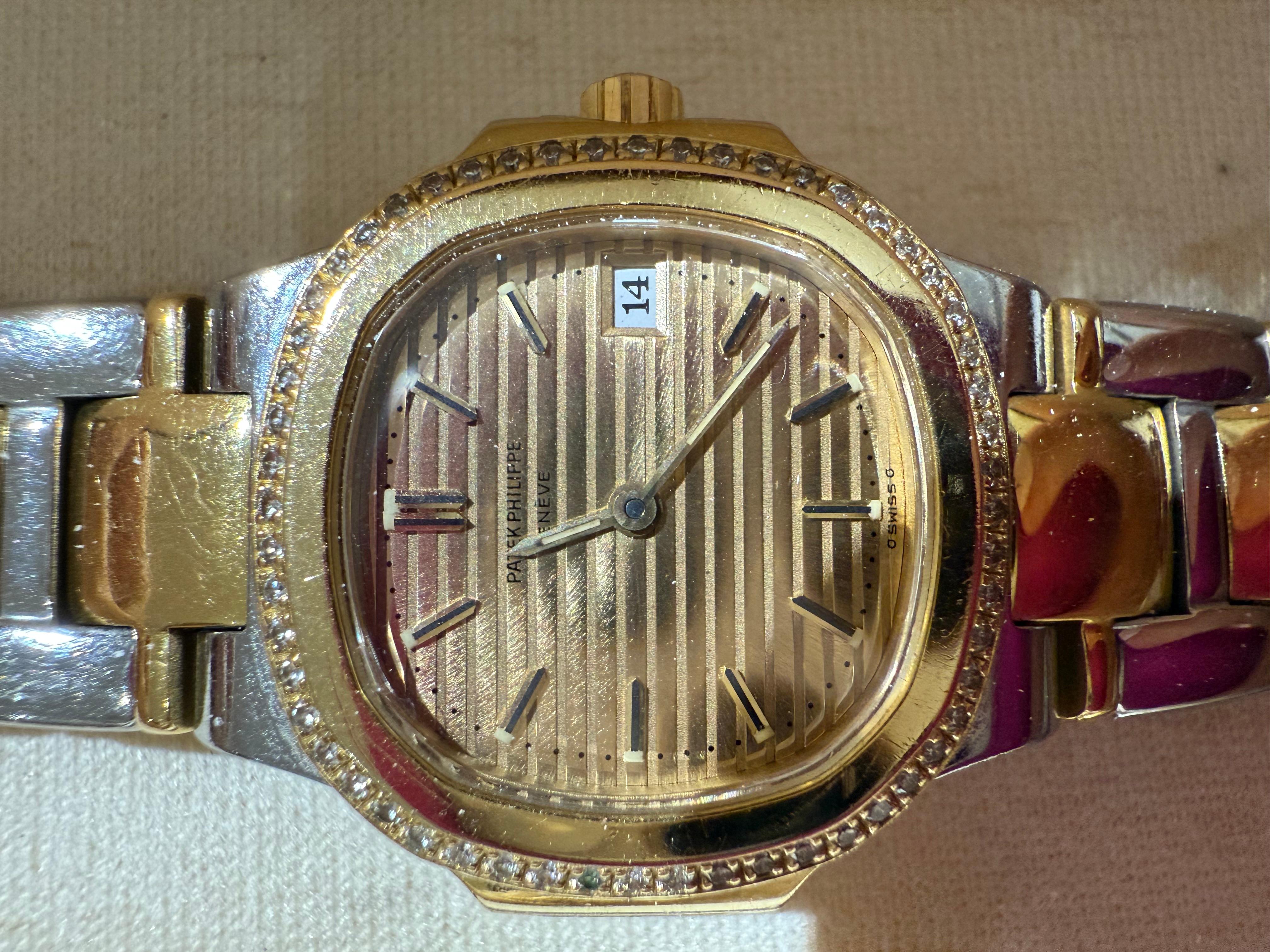 PATEK PHILIPPE Nautilus Vintage watch steel/yellow gold and diamonds For Sale 1