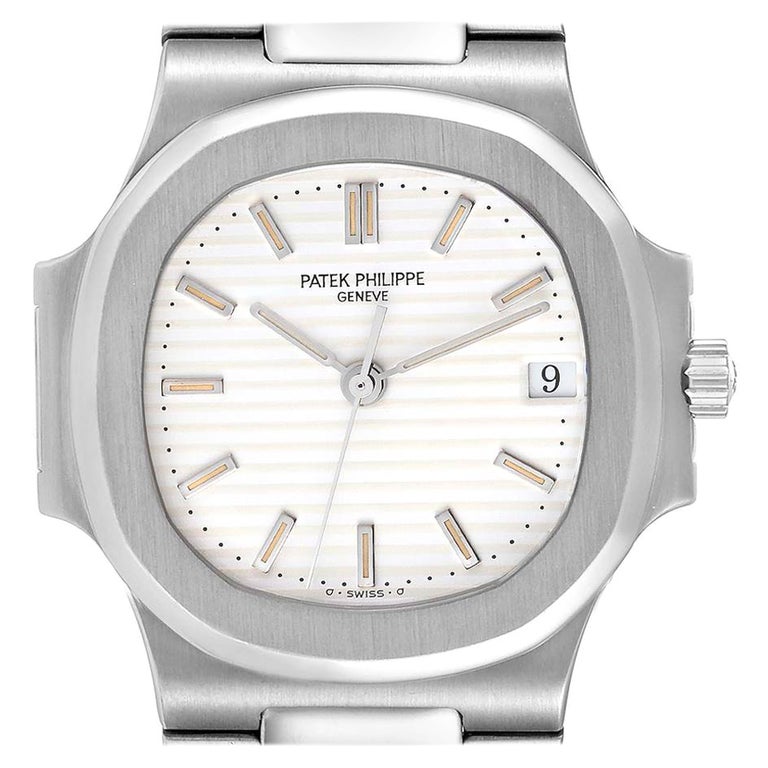 Patek Philippe Nautilus White Dial Automatic Steel Mens Watch 3800 Box  Papers