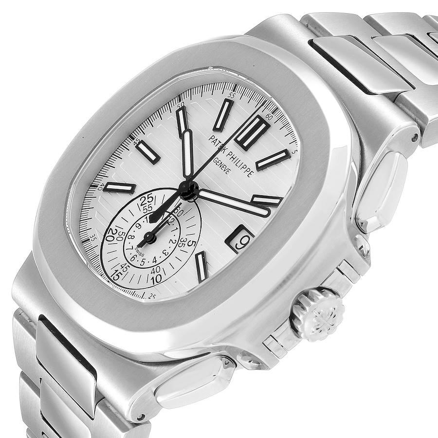 Men's Patek Philippe Nautilus White Dial Steel Mens Watch 5980 Box Papers For Sale