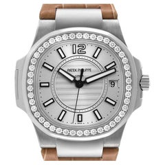 Patek Philippe Nautilus White Gold Diamond Bezel Ladies Watch 7010G Box Papers