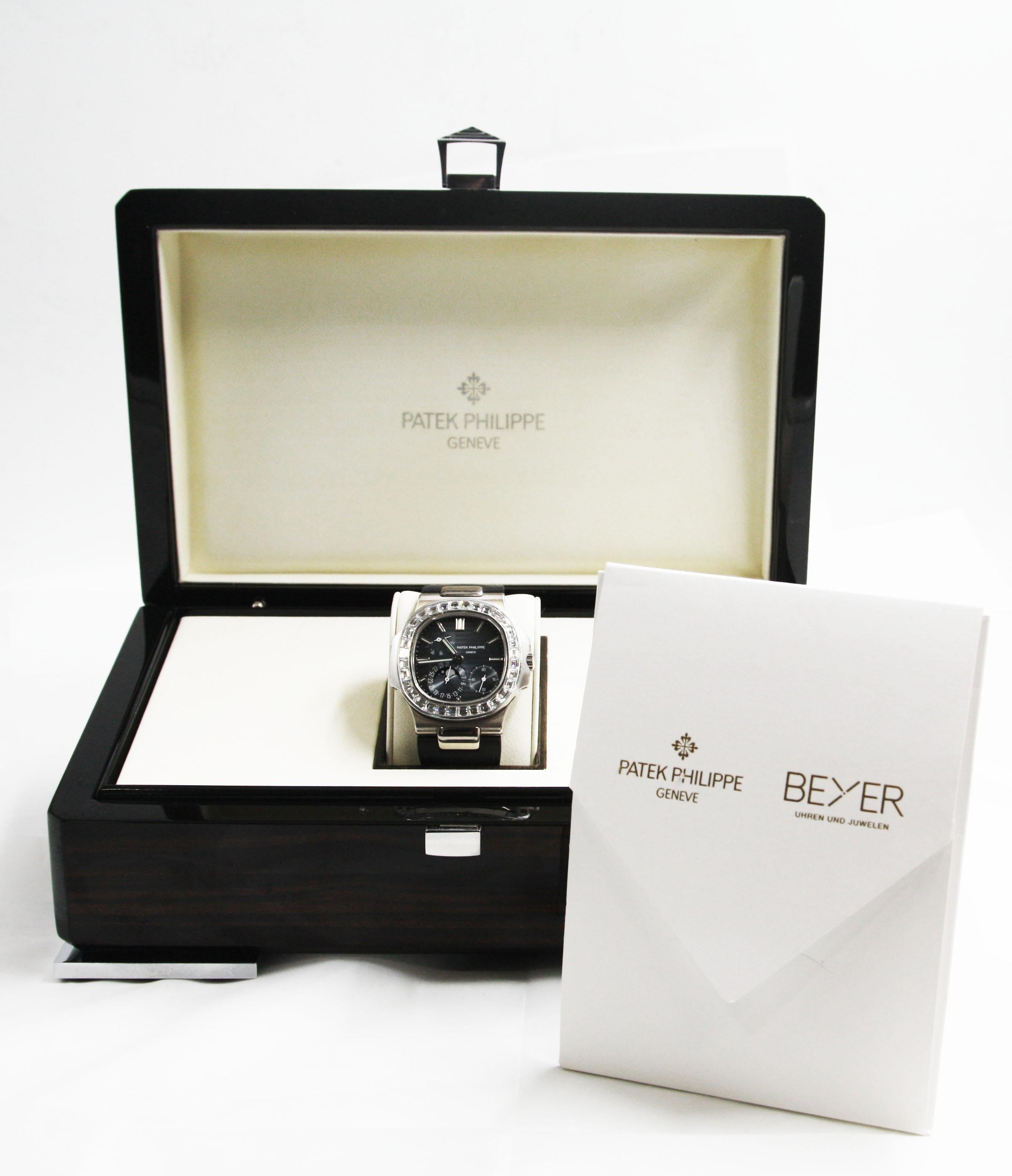 Patek Philippe Nautilus White Gold Diamonds Automatic Watch For Sale 4