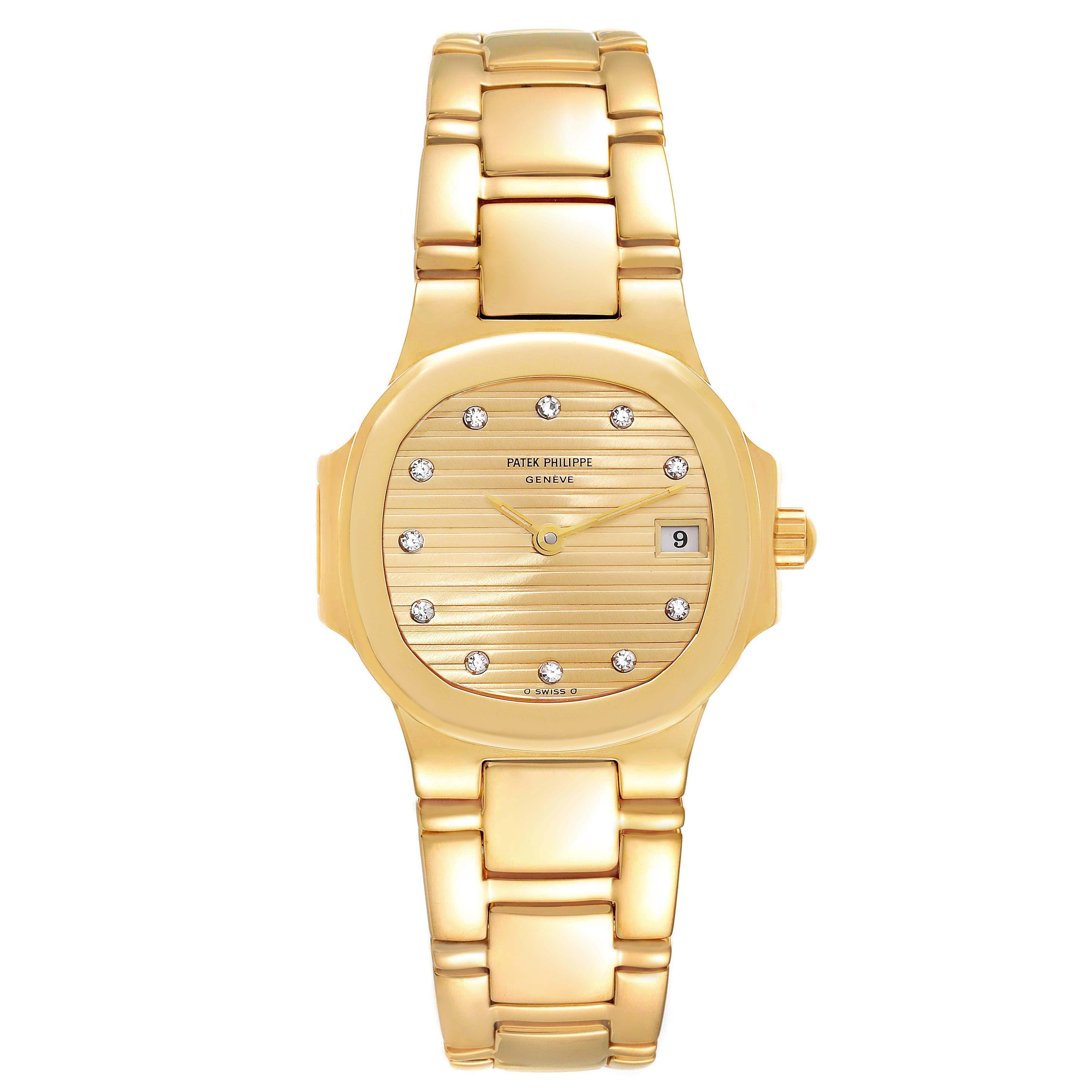 Patek Philippe Nautilus Yellow Gold Champagne Diamond Dial Ladies Watch 4700 4