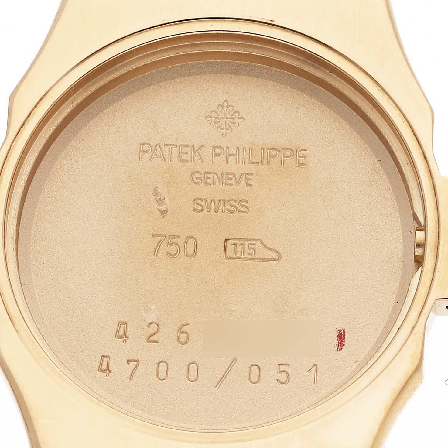 Patek Philippe Nautilus Yellow Gold White Dial Ladies Watch 4700 In Excellent Condition In Atlanta, GA