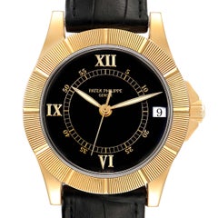Patek Philippe Neptune Black Dial 18k Yellow Gold Mens Watch 5081