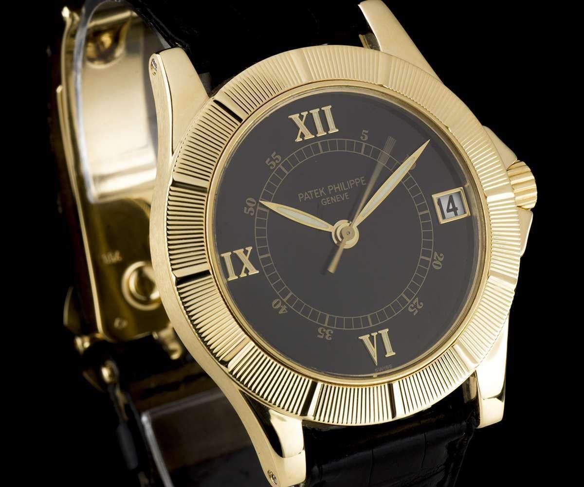 Patek Philippe Neptune Gold Black Dial 5081J-001 Automatic Wristwatch In Good Condition In London, GB