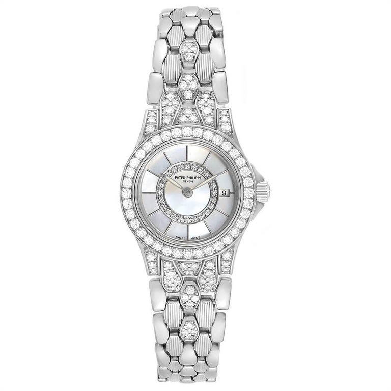 Patek Philippe Neptune White Gold Diamond Ladies Watch 4881 For Sale At 1stdibs