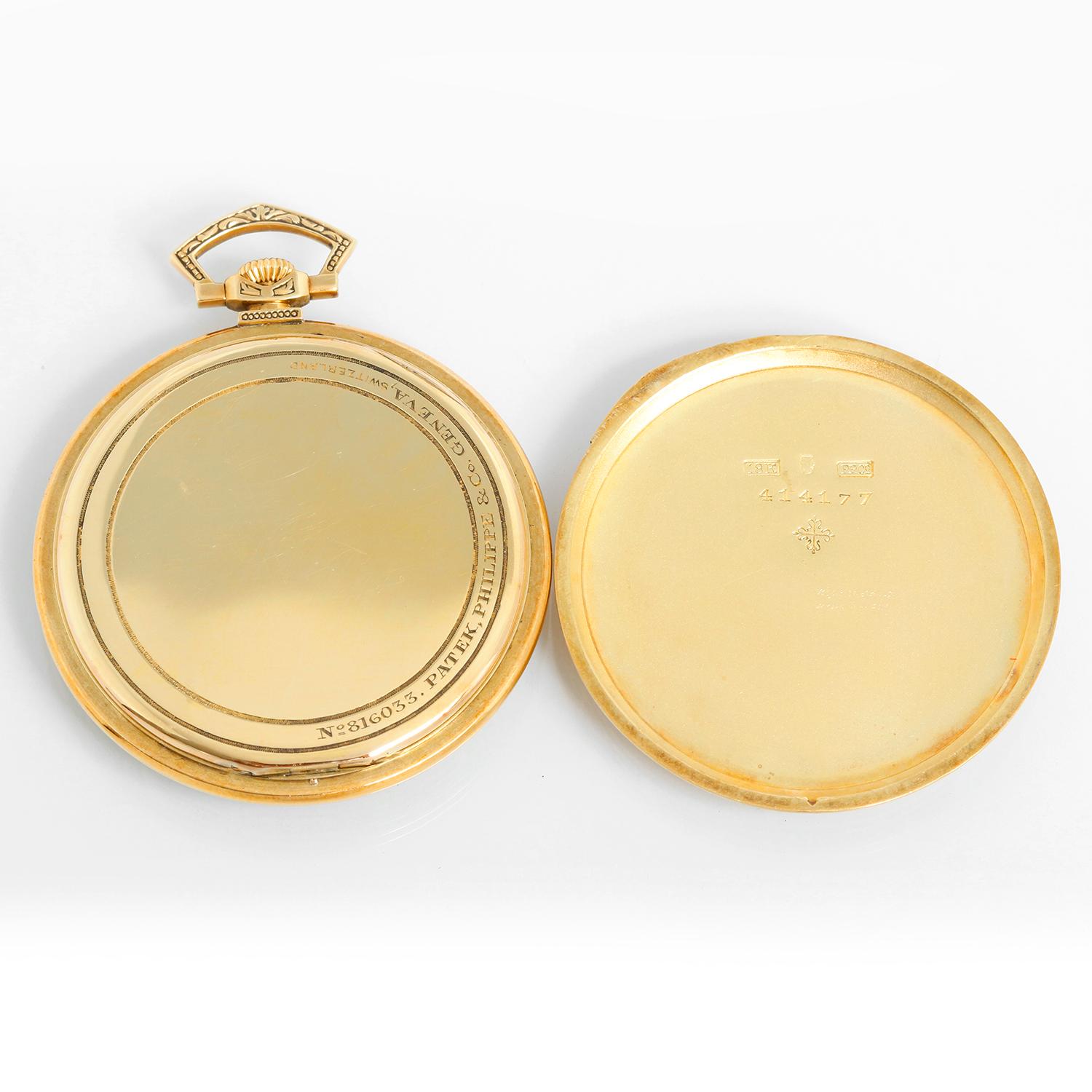 Patek Philippe Open Face 18K  Yellow Gold Pocket Watch In Excellent Condition In Dallas, TX