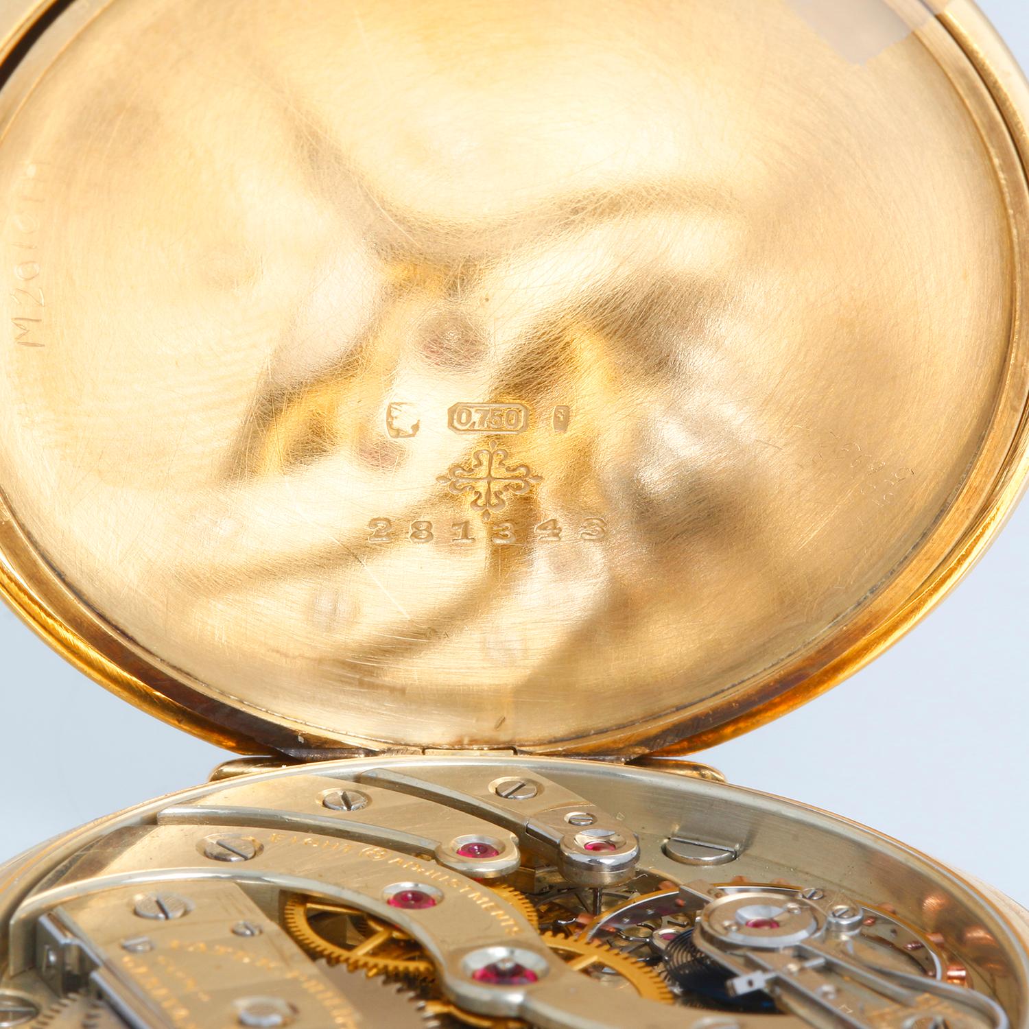 Patek Philippe Open Face 18K Yellow Gold Pocket Watch For Sale 2