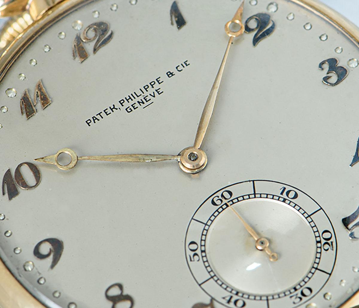 Patek Philippe Open Face Pocket Watch Vintage Gents 18k Yellow Gold Silver Dial In Excellent Condition In London, GB