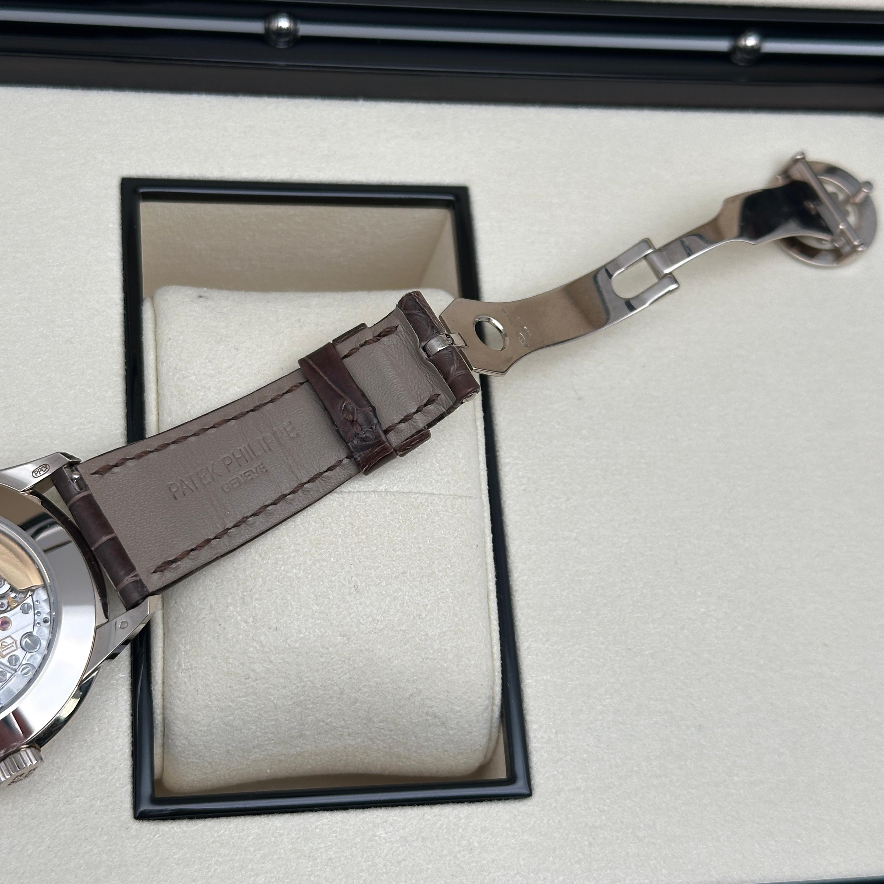 Patek Philippe Perpetual Calendar 18k White Gold Cream Dial Mens Watch 5320G-001 For Sale 6