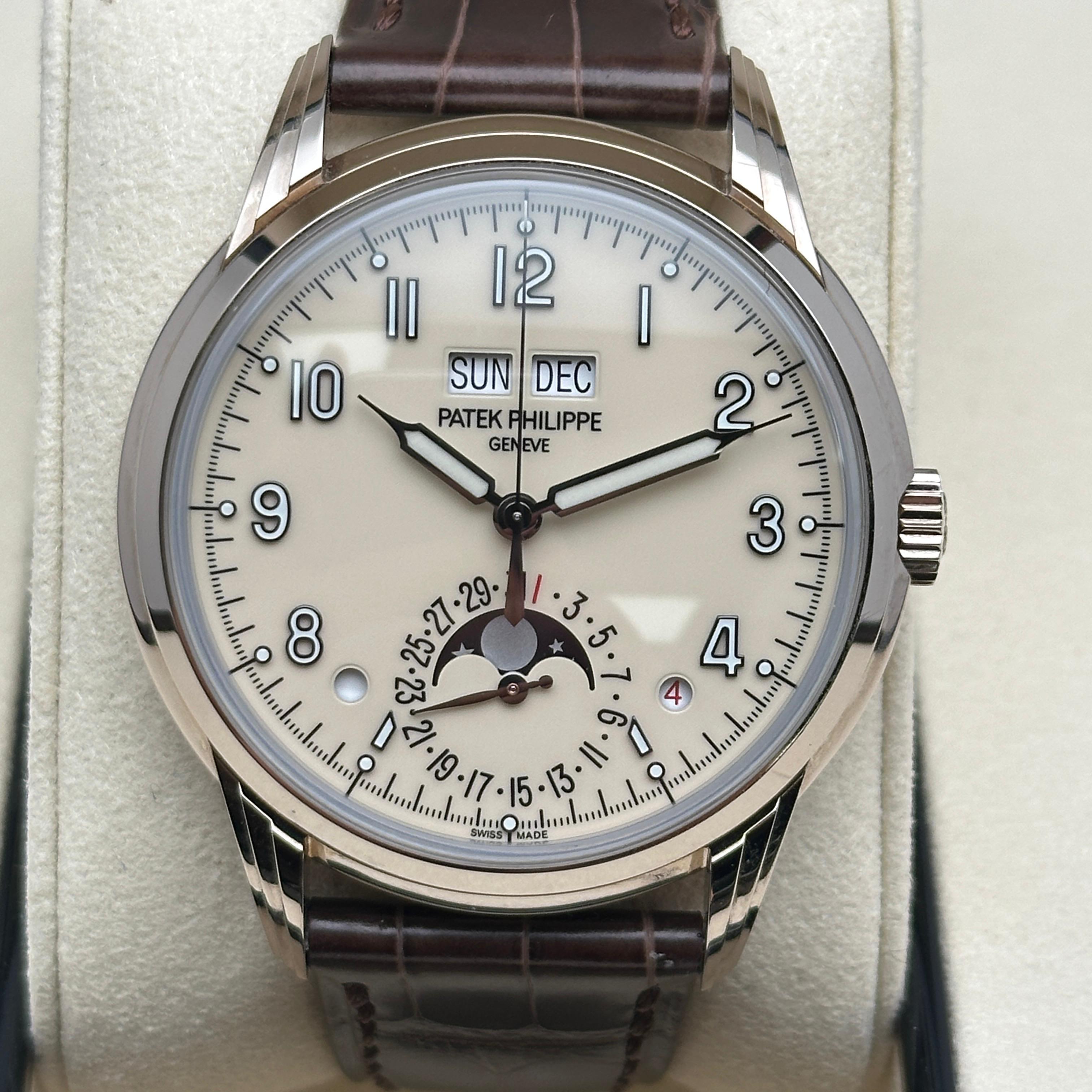 Patek Philippe Perpetual Calendar 18k White Gold Cream Dial Mens Watch 5320G-001 For Sale 1