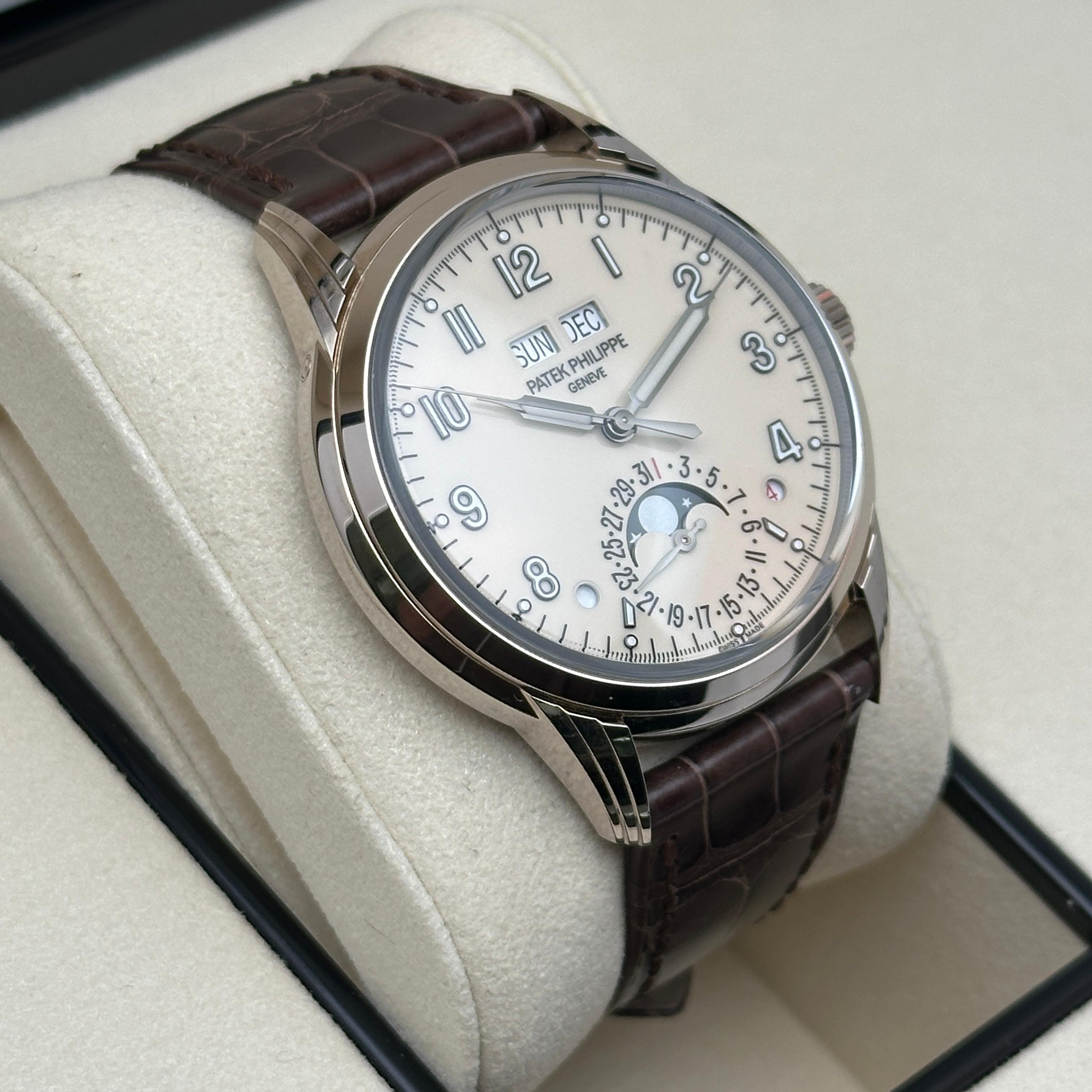 Patek Philippe Perpetual Calendar 18k White Gold Cream Dial Mens Watch 5320G-001 For Sale 3