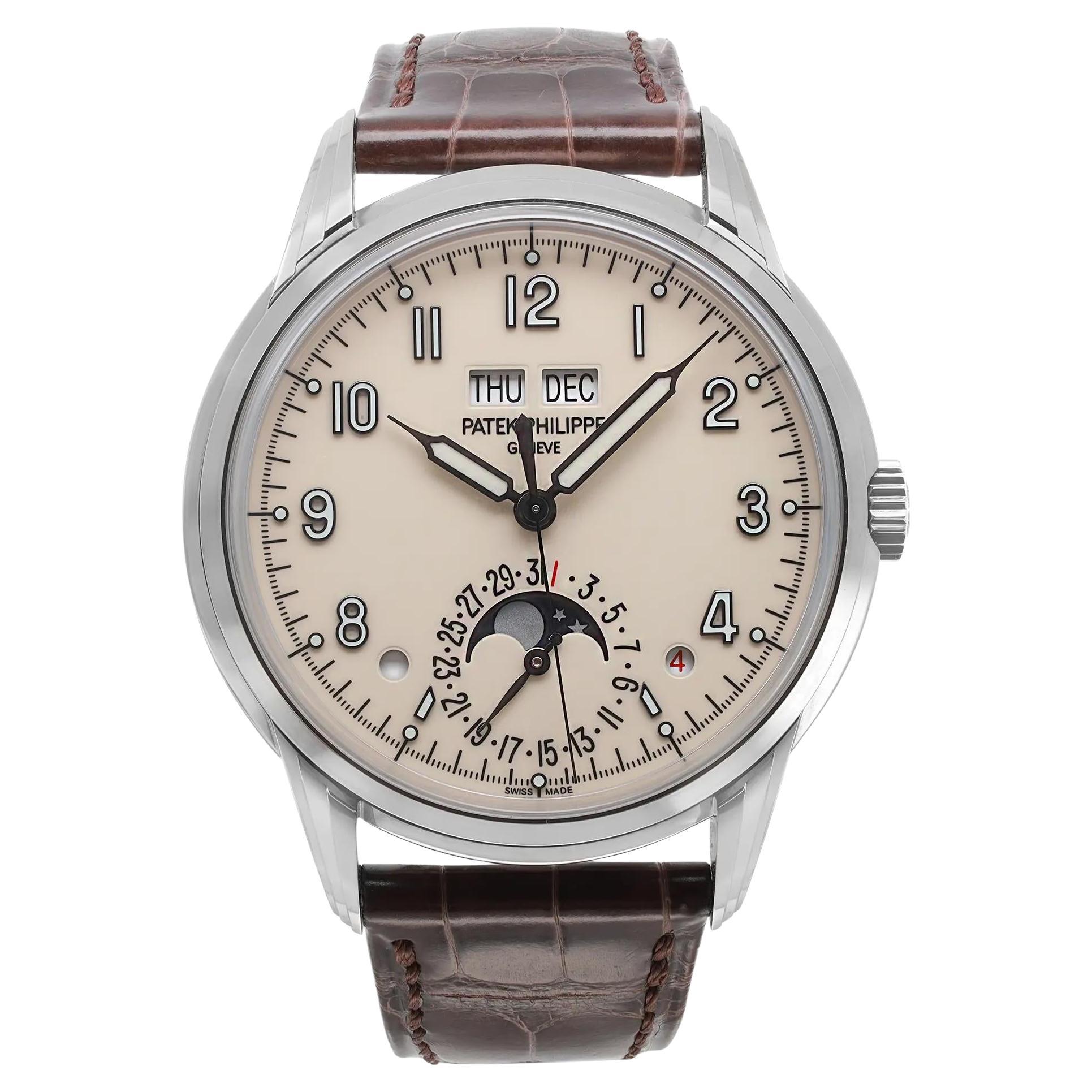 Patek Philippe Perpetual Calendar 18k White Gold Cream Dial Mens Watch 5320G-001