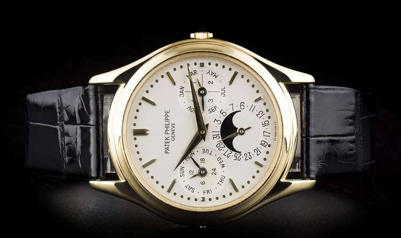 Men's Patek Philippe Yellow Gold Perpetual Calendar Automatic Wristwatch Ref 3940J 