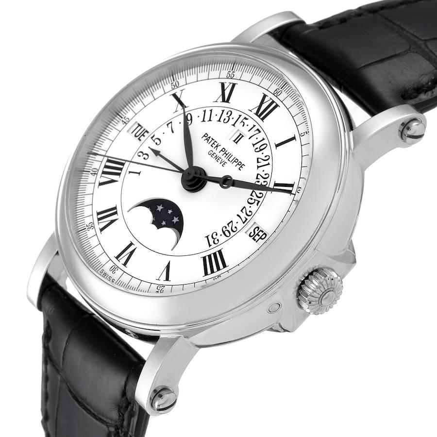 18 Karat Weißgold Herrenuhr Patek Philippe Ewiger Kalender Retrograde 5059 im Angebot 2
