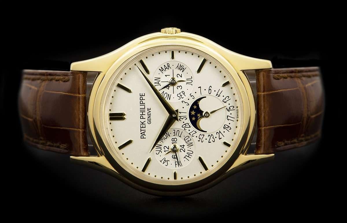 Patek Philippe Perpetual Calendar Yellow Gold Silver Dial 5140J Automatic Watch Herren