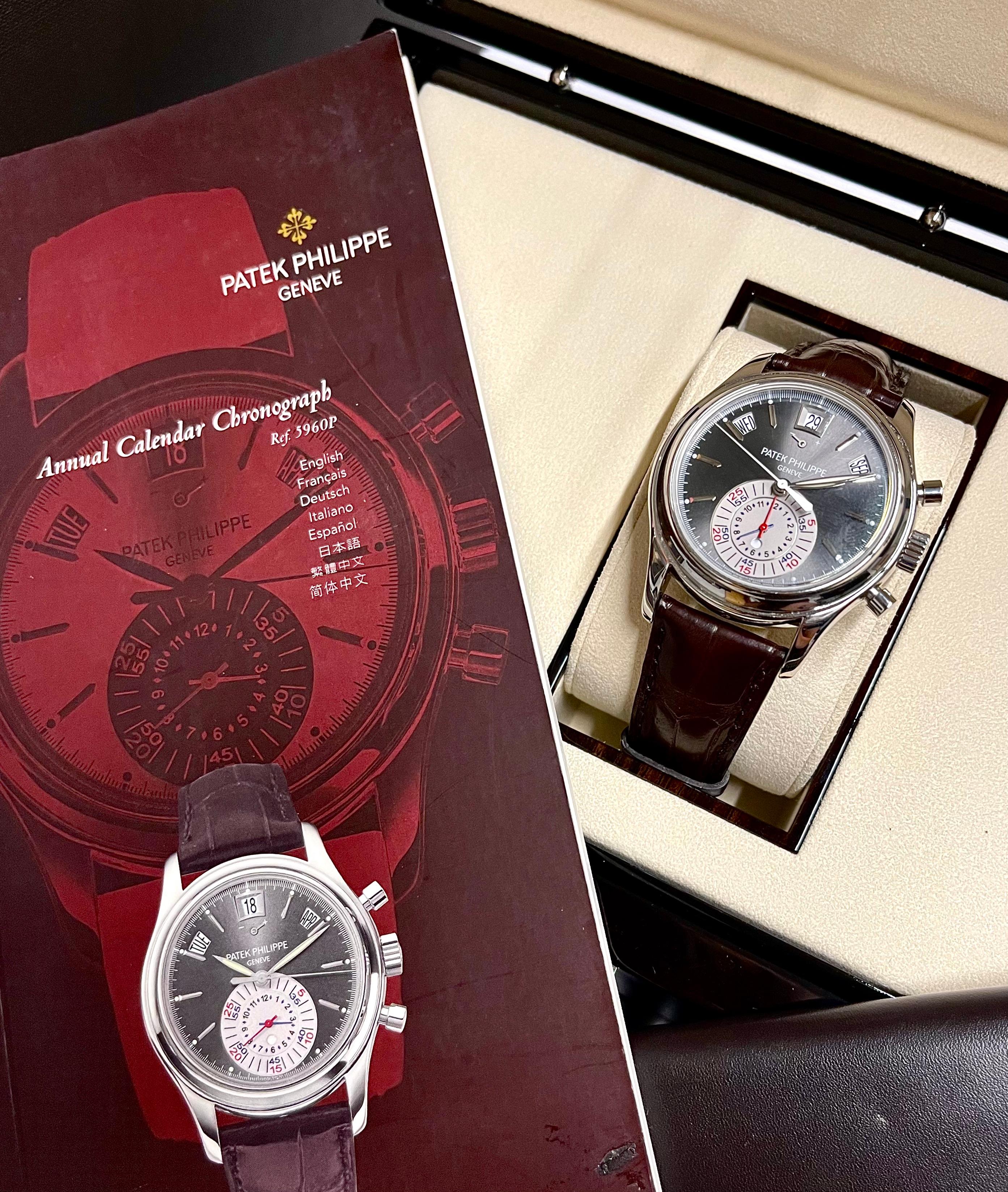 Patek Philippe Platinum Annual Cal Chron 5960p-001 Watch For Sale 1