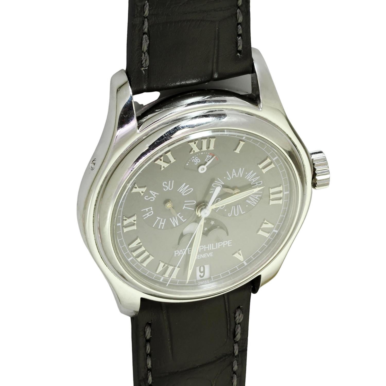 Patek Philippe Platinum Annual Calendar Moonphase Power Reserve Wristwatch For Sale 5