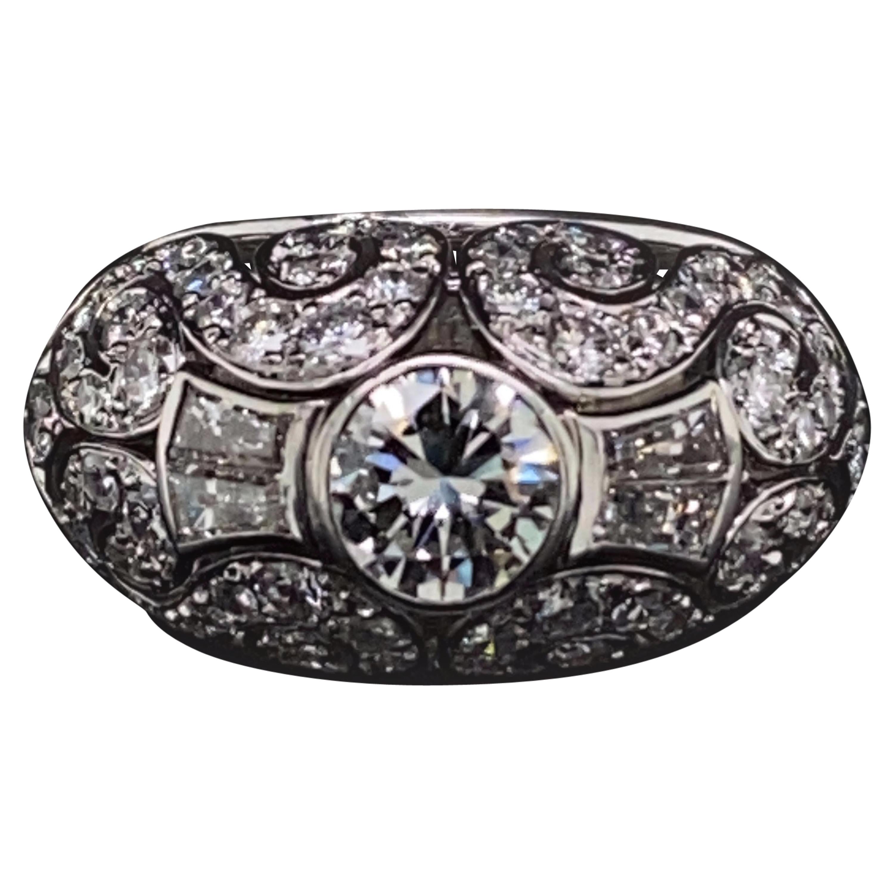 Patek Philippe Platinum Diamond Cocktail Ring For Sale