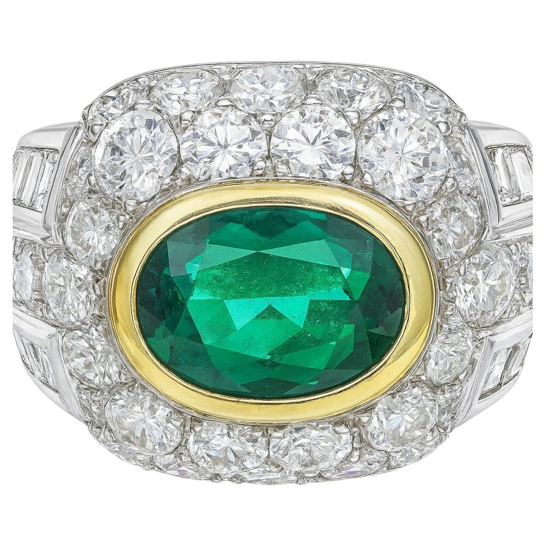 Patek Philippe Platin Smaragd und Diamant Ring im Angebot