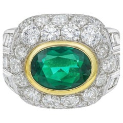 Anello Patek Philippe in platino con smeraldo e diamante