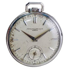 Patek Philippe Platinum Pocket Watch with Original Patinated Dial from 1940's