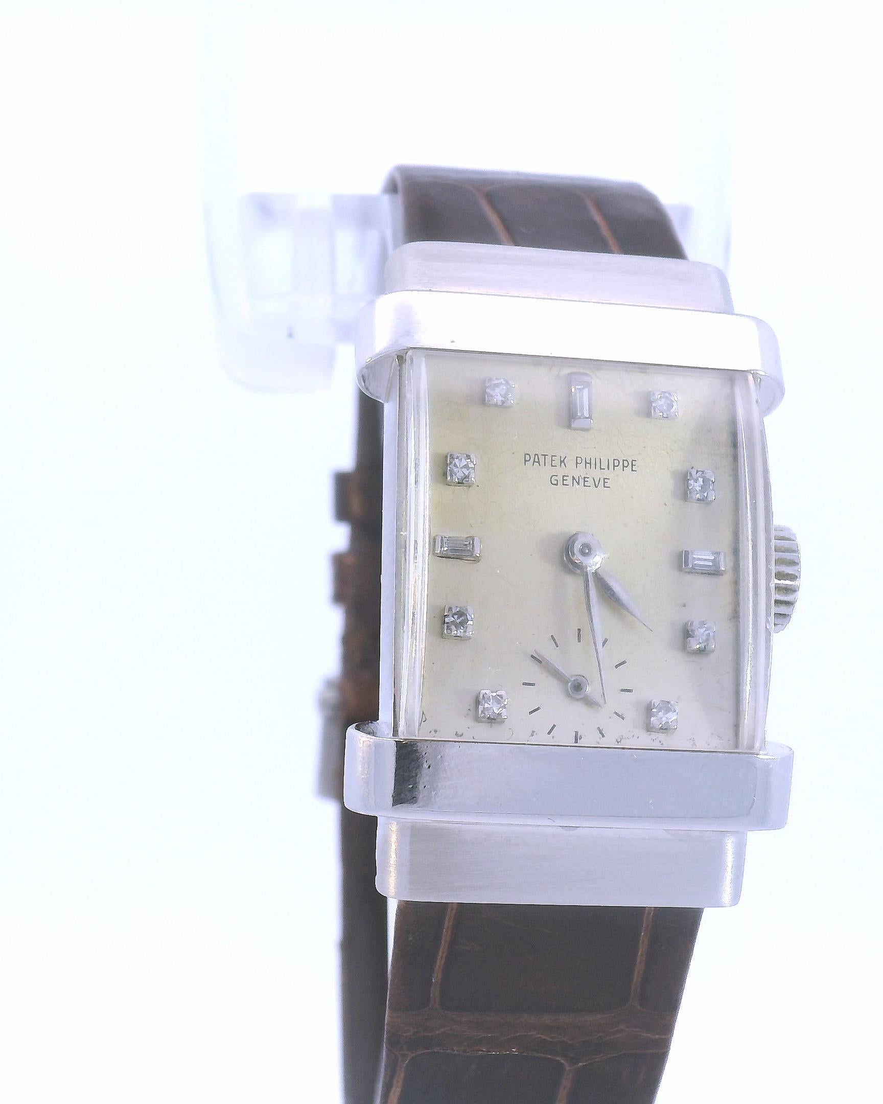 Patek Philippe Platin-Zifferblatt „tophat“ mit Diamanten als Marker (Art déco)