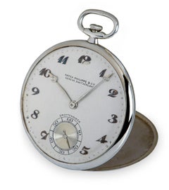 Patek Philippe Pocket Watch Bassine Style Vintage 18 Karat White Gold