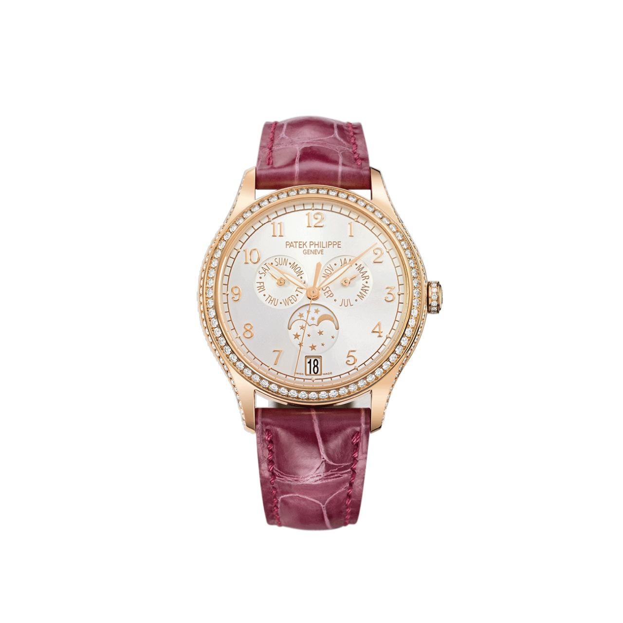 Hamilton Certified Pre-Owned watches have been expertly restored by our factory trained watchmakers. Our Pre-Owned watches are accompanied by a two year warranty. Patek Philippe Complications. Featuring_ 18k rose gold 38mm case. Brown alligator