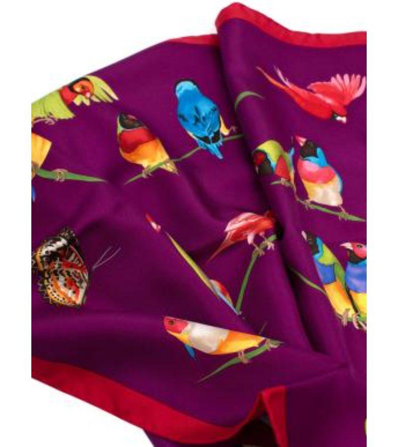 Women's Patek Philippe Purple Birds of Paradise Print Silk Scarf