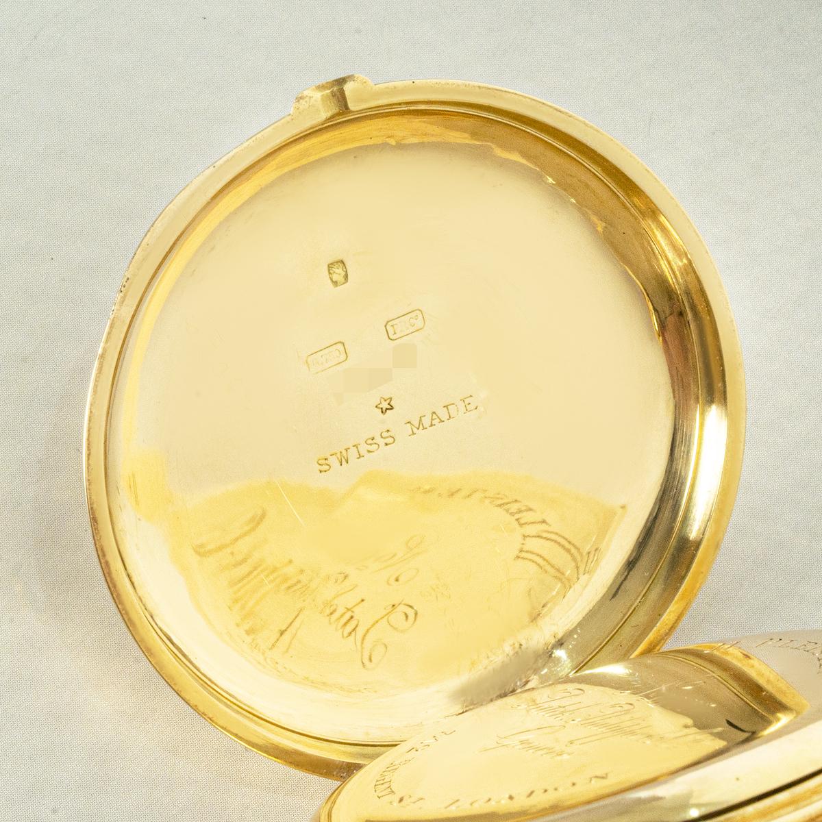 Patek Philippe Rare Gold Quarter Repeater Half Hunter Pocket Watch C1880s In Good Condition For Sale In London, GB