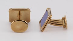 Patek Philippe Rare Lapis Diamond 18k Yellow Gold Cufflinks