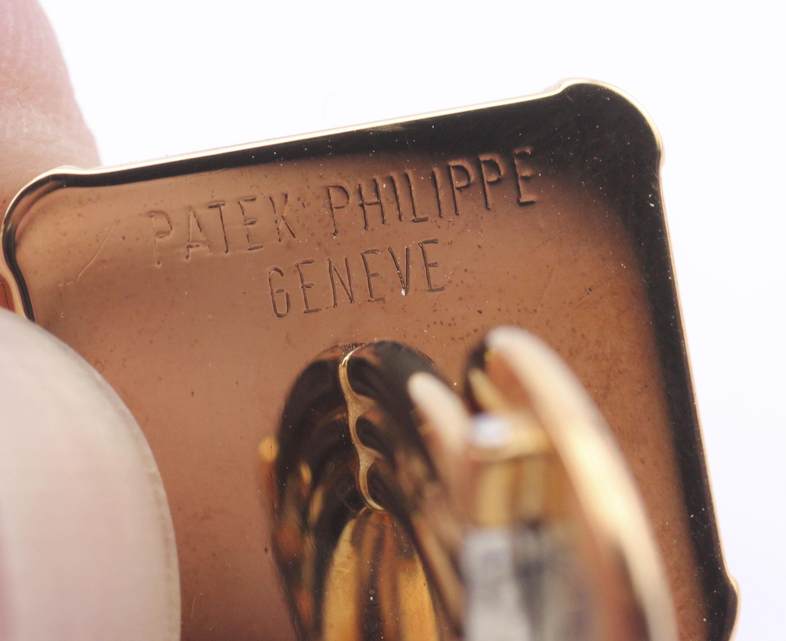 Patek Philippe Rare Lapis Diamond 18k Yellow Gold Cufflinks In Good Condition In Simpsonville, SC