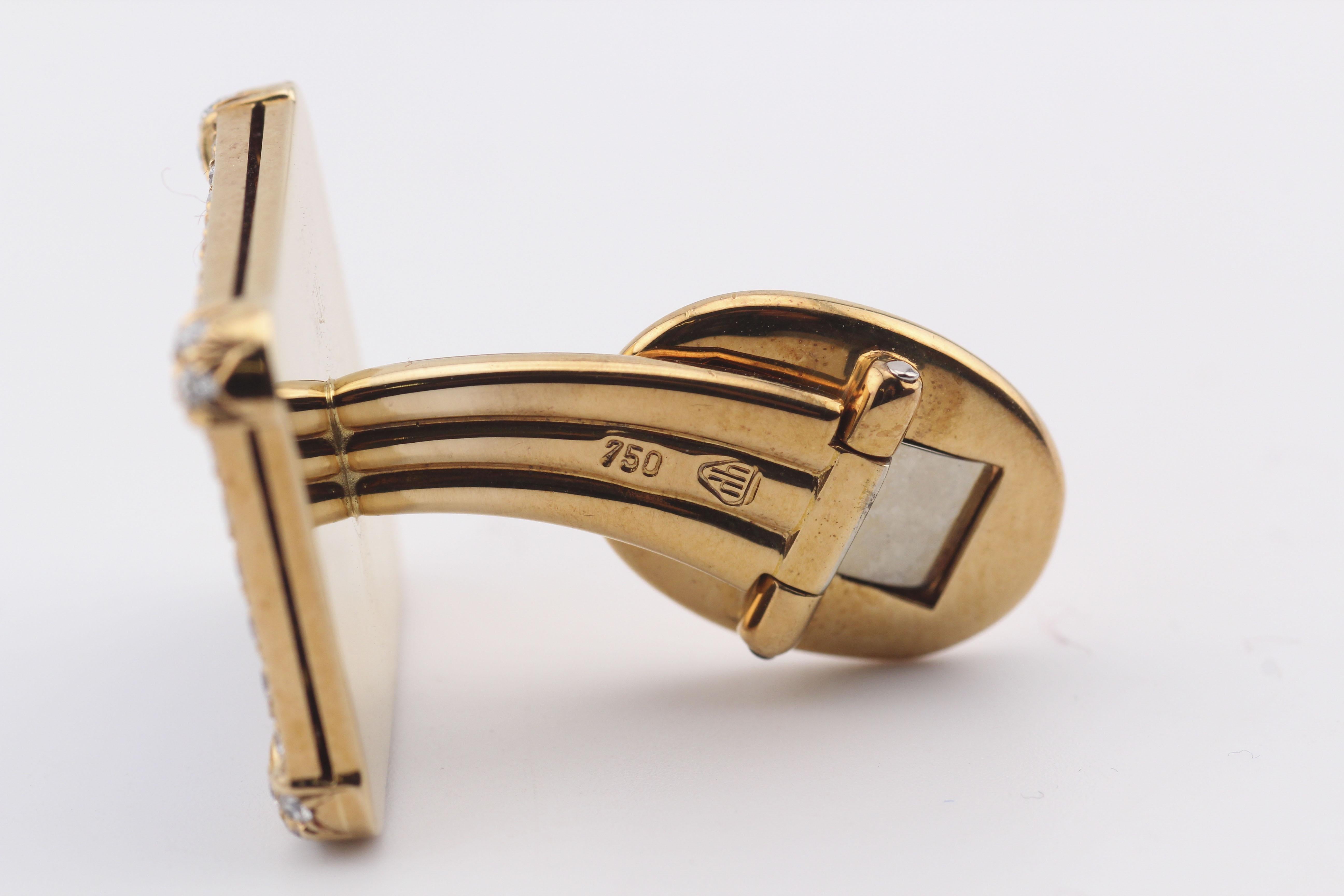 Men's Patek Philippe Rare Lapis Diamond 18k Yellow Gold Cufflinks