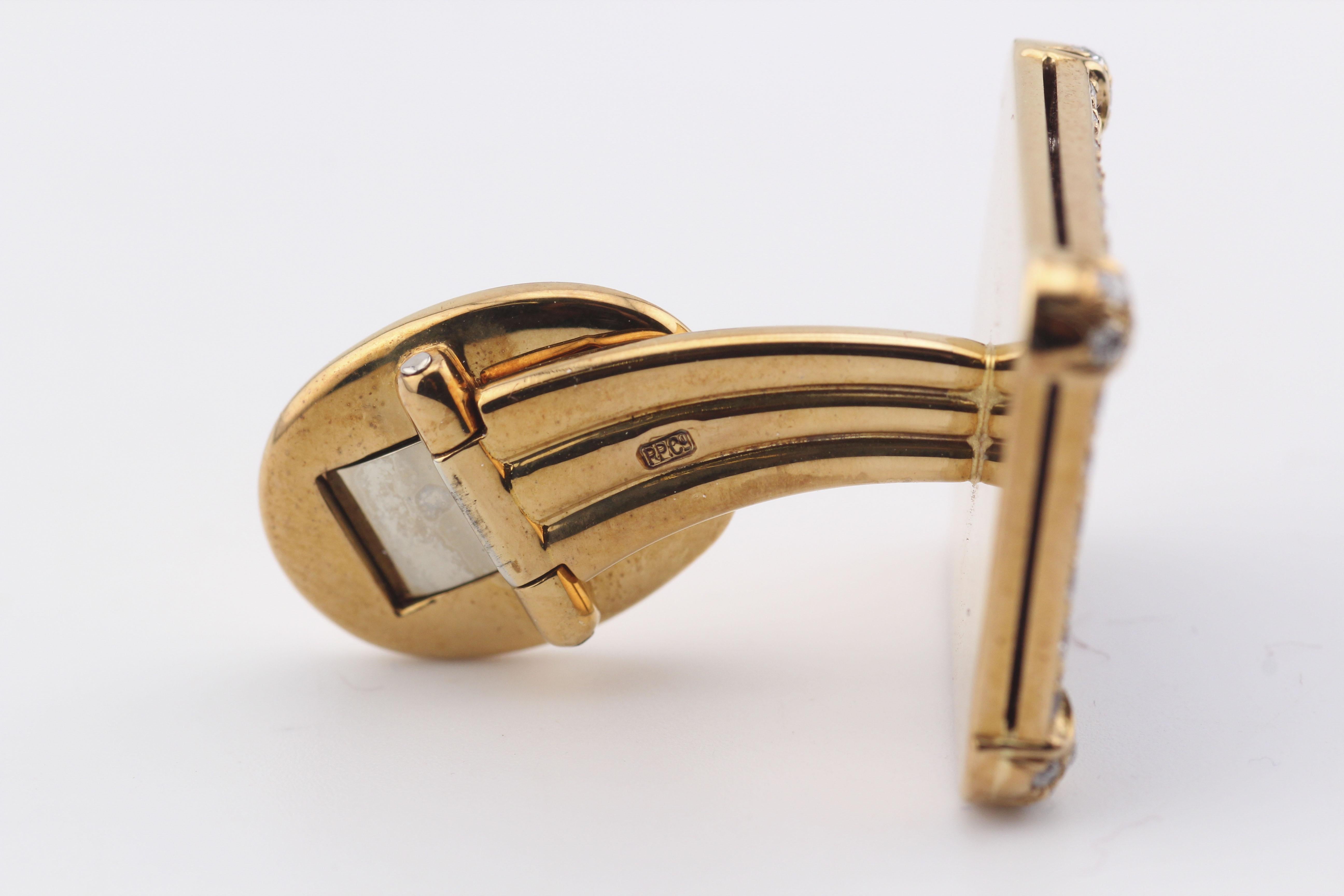 Patek Philippe Rare Lapis Diamond 18k Yellow Gold Cufflinks 1