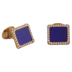 Patek Philippe Rare Lapis Diamond 18k Yellow Gold Cufflinks