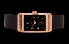 Patek Philippe Rare Vintage Hooded Lugs 18 Karat Gold Black Dial 580, circa 1938