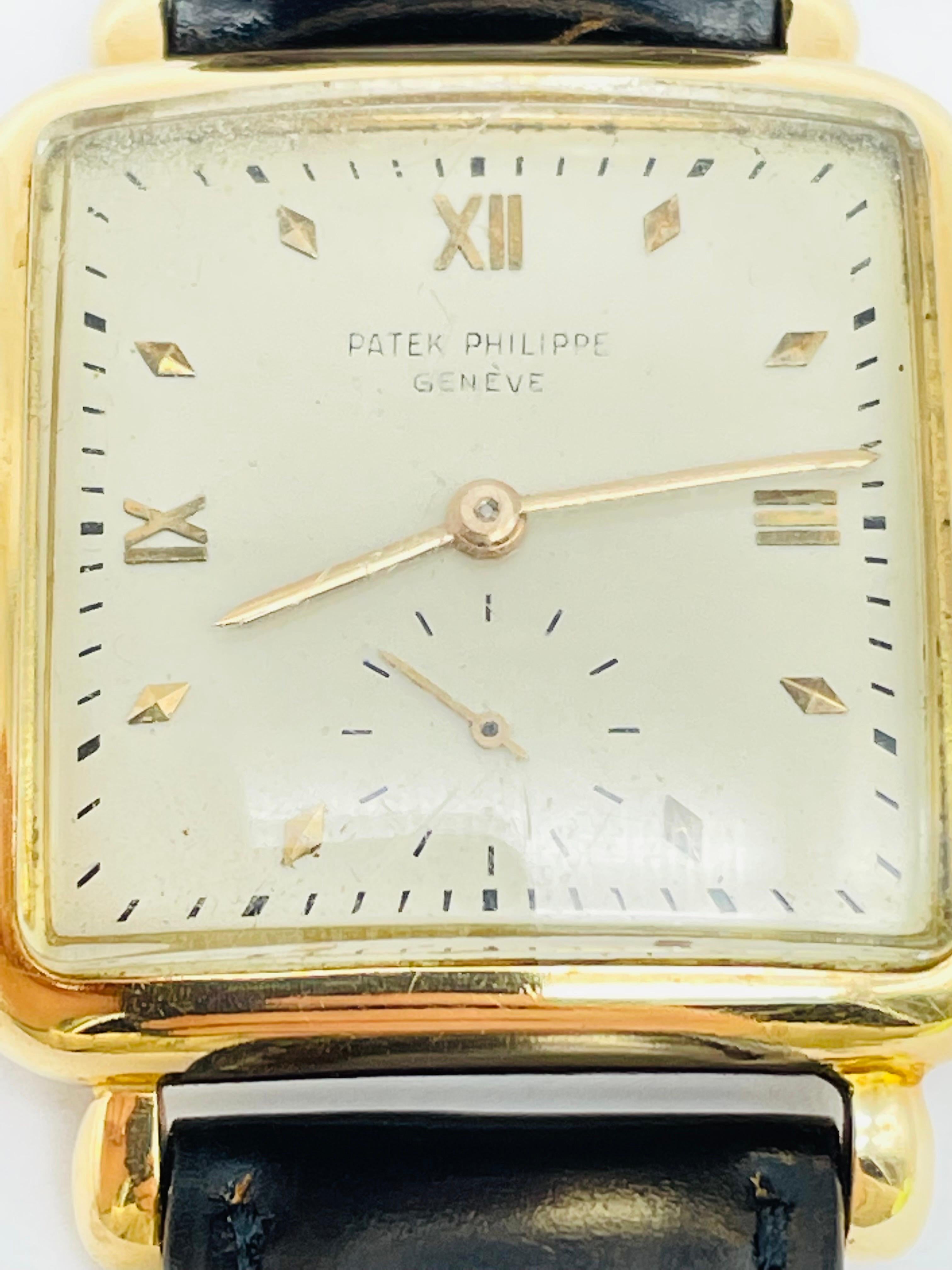 Patek Philippe coussin rectangulaire en or jaune 18 carats des années 1950, réf. 2492 en vente 5