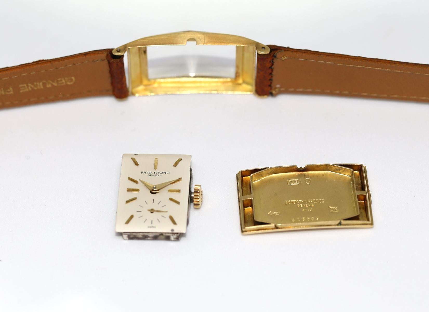 Patek Philippe Rectangular Hour Glass Ref 1593 Wristwatch Original Box, 1955 4