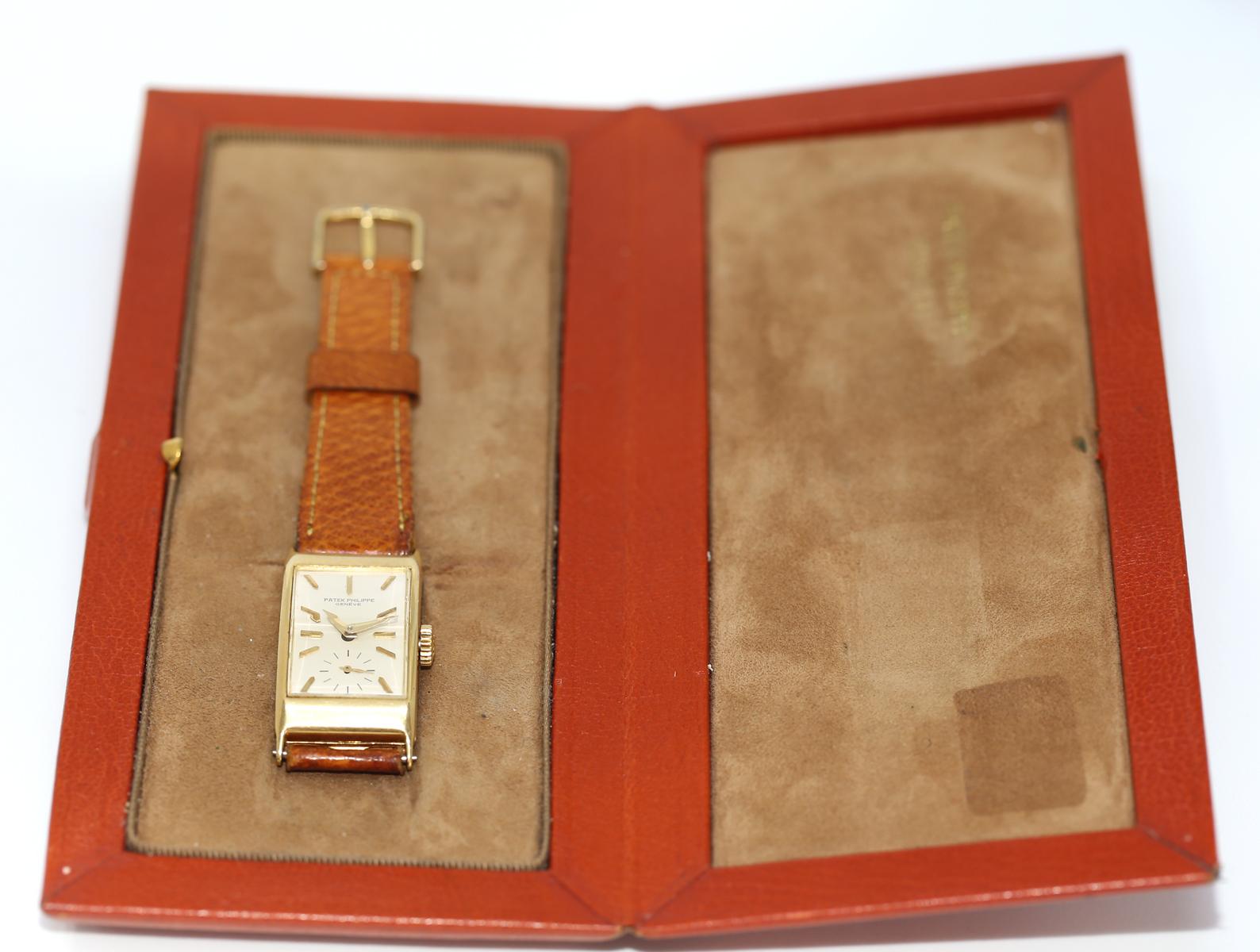 Patek Philippe Rectangular Hour Glass Ref 1593 Wristwatch Original Box, 1955 5