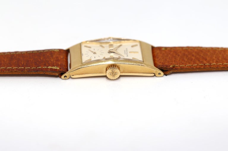 Patek Philippe, rechteckige Armbanduhr aus Glas, Ref 1953,  Originalverpackung, 1955 im Angebot bei 1stDibs