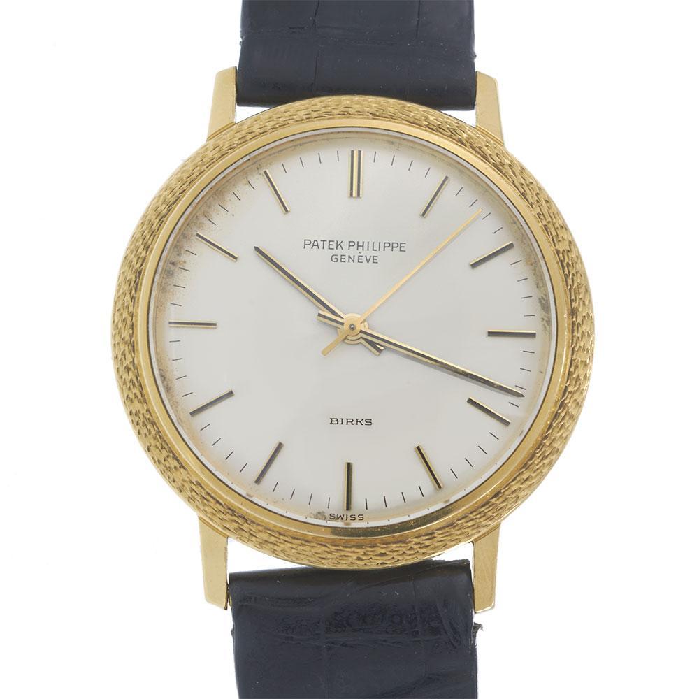 Patek Philippe Ref. 3569 18KT Yellow Gold Calatrava Automatic Double Signed Dial In Good Condition For Sale In New York, NY