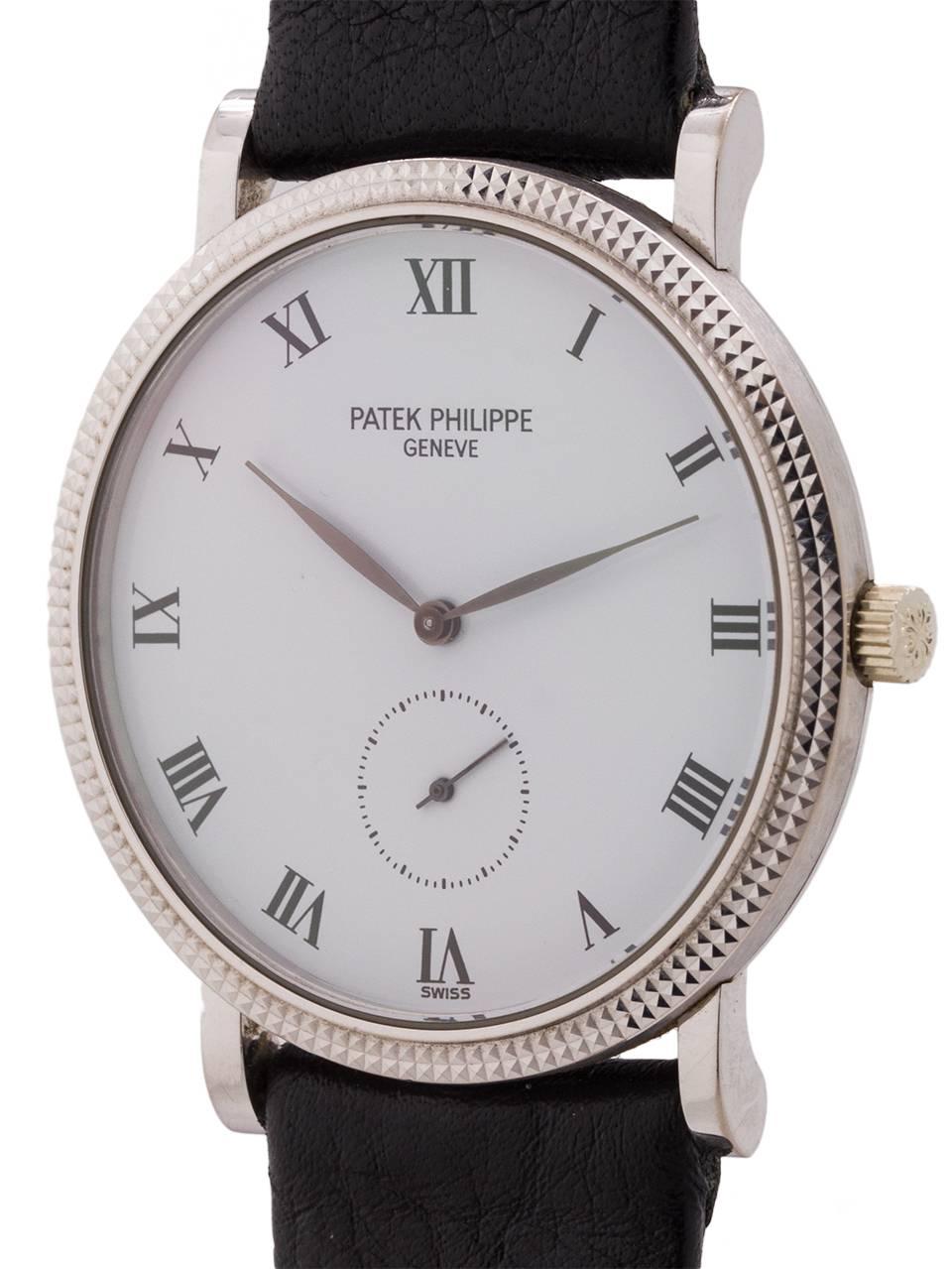 Patek Philippe Ref 3919G Hobnail Bezel White Gold Wristwatch, circa 1990s In Excellent Condition In West Hollywood, CA