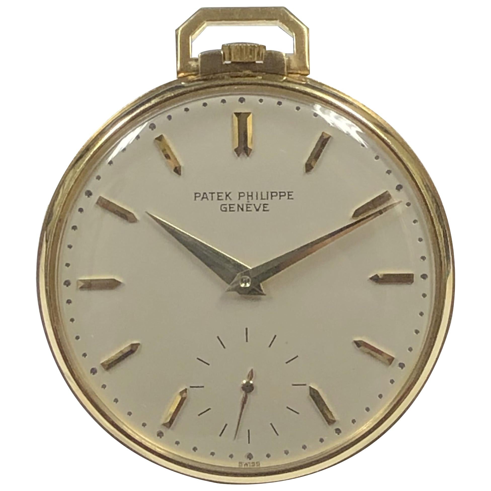 Patek Philippe Platinum Rare Pocket Watch with Gold and Enamel Pattern ...