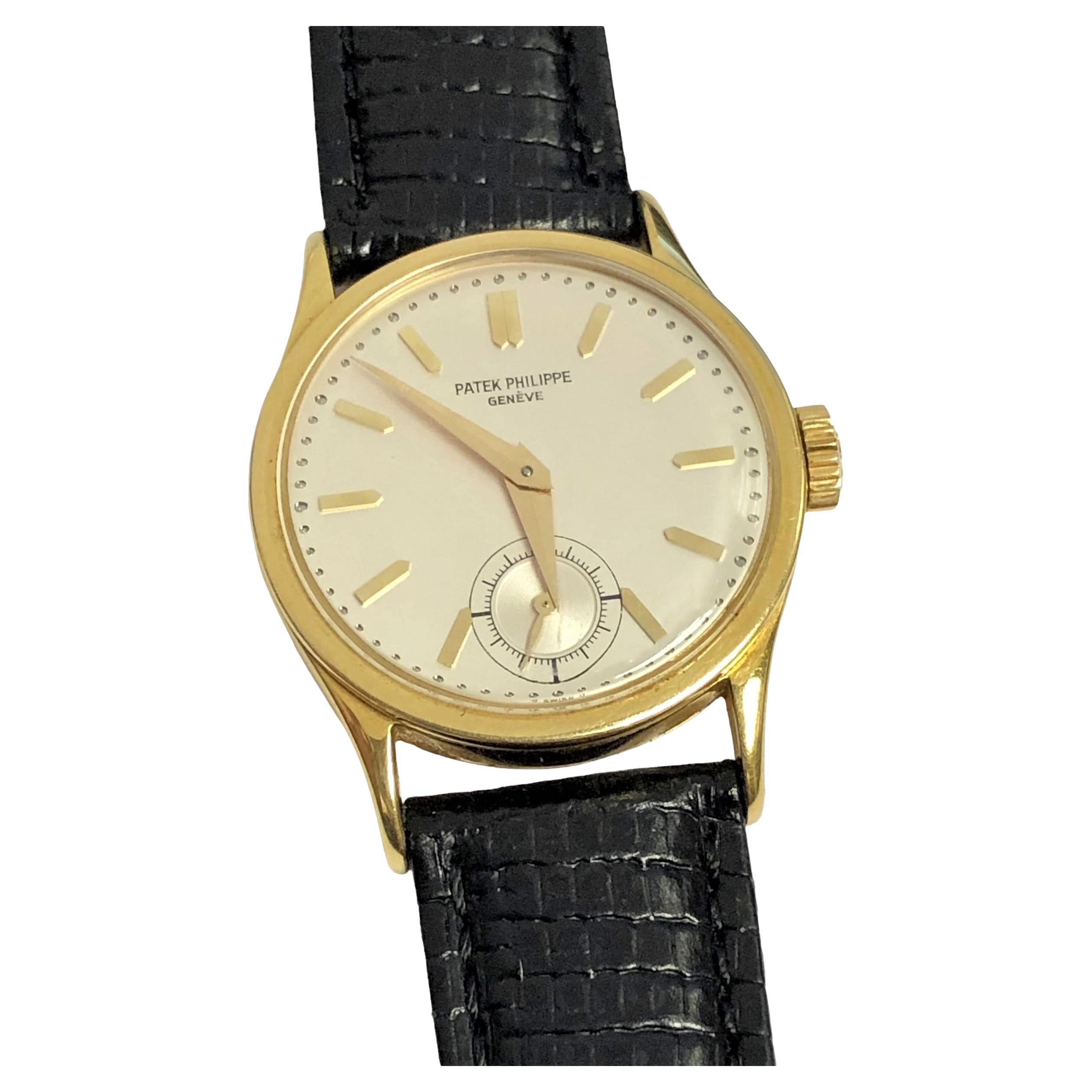 Patek Philippe Ref 96 Calatrava Vintage 1945 Yellow Gold Mechanical Wrist Watch For Sale