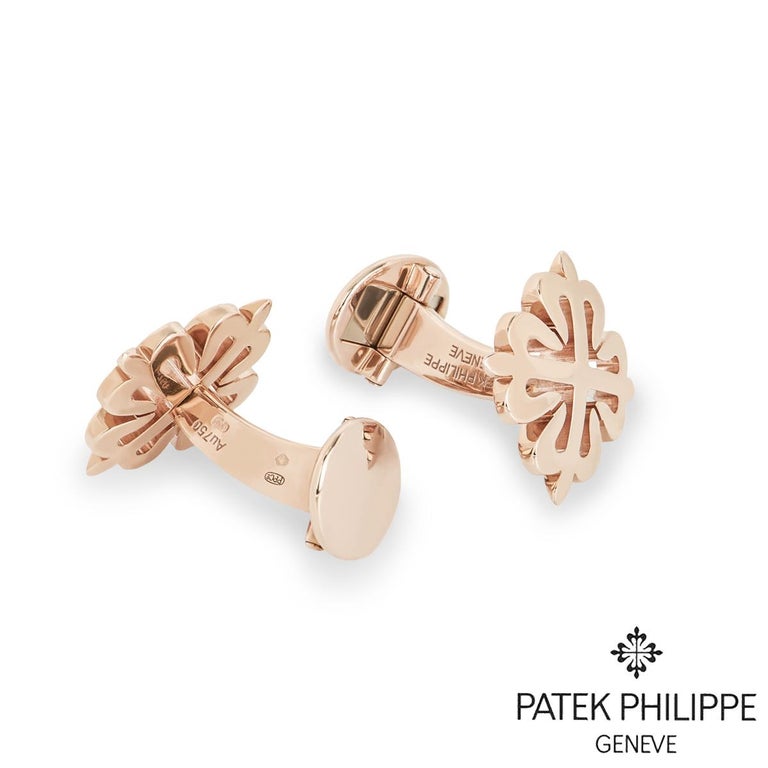 Patek Philippe Rose Gold Calatrava Cross Cufflinks In Excellent Condition For Sale In London, GB