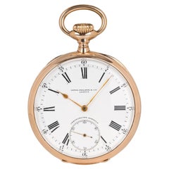 Antique Patek Philippe Rose Gold Gondolo Keyless Lever Open Face Pocket Watch C1910